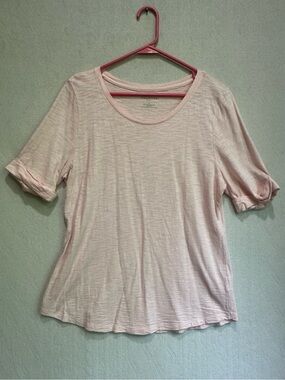 Talbots Women's Petal Light Pink Modal Crewneck Short Sleeve Tee Slub Sz LP